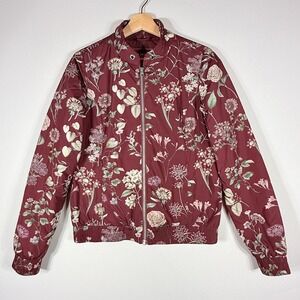 Ilse Jacobsen Sz 36 US 6 Floral Jacket Bomber Burgundy Coat Cottagecore‎ Earthy